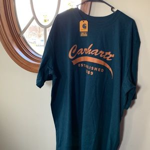 NWT Carhartt  relaxed fit heavyweight shirt sleeve script logo